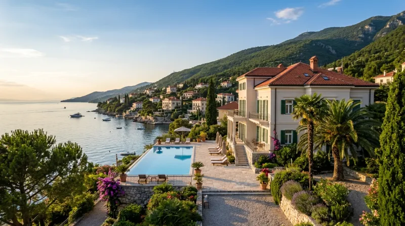Villa in Opatija mit Pool und Blick auf die Kvarner Bucht